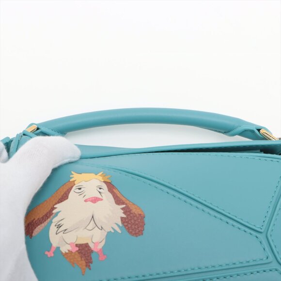 Loewe x Studio Ghibli Mini Puzzle Bag Leather 2 Way Handbag Blue - Picture 6 of 12